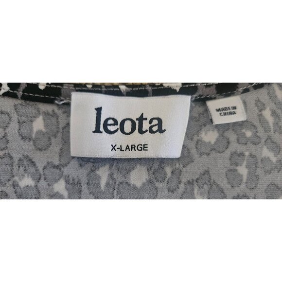 Leota Libby Faux Wrap Dress Black and Gray Animal Print Size XL - Picture 5 of 6